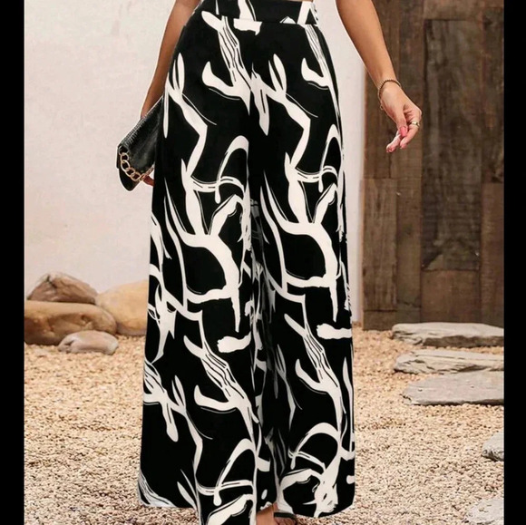 Women High Waist Printed Wide-Leg Loose Long Pants - Picture 1 of 4